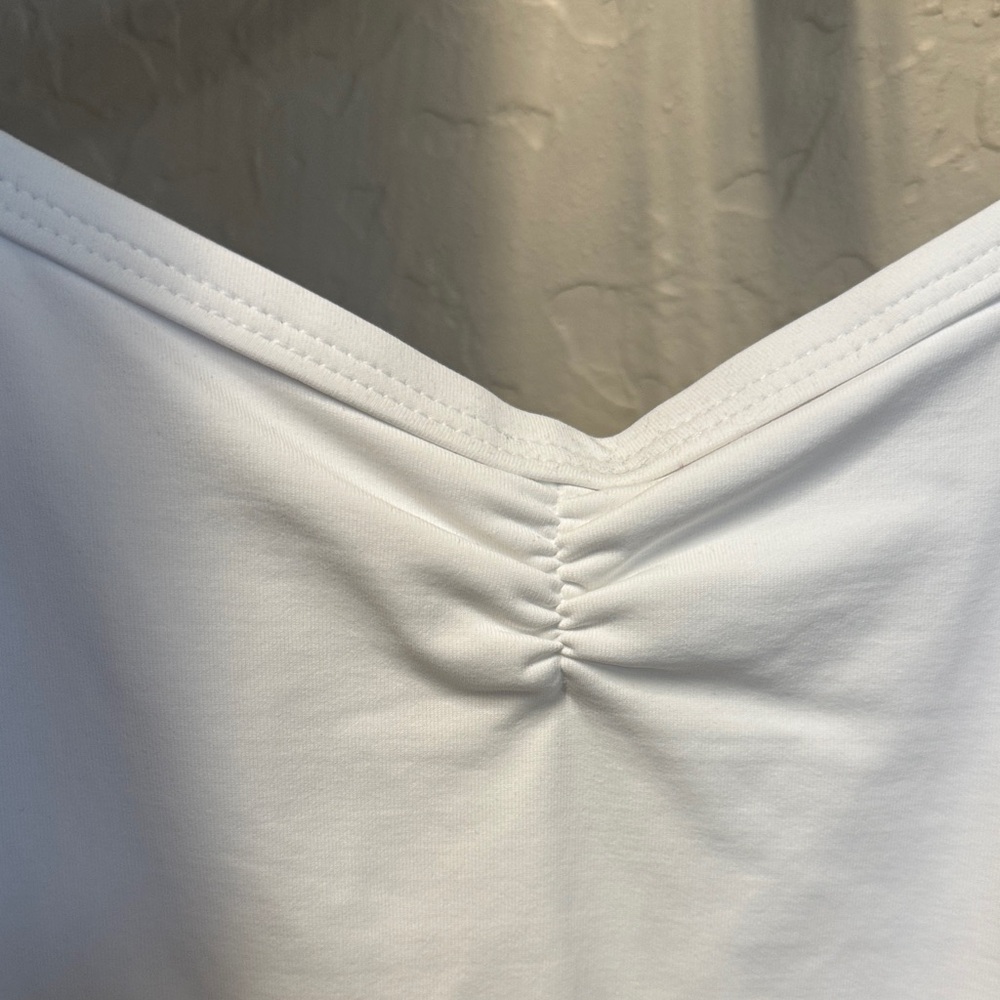 White Camisole Leotard with pinch front and pinch V back - Picture 3 of 7